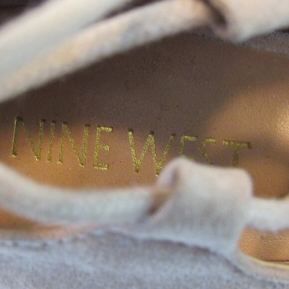 Nine West Beige Lace Up Tie Back Zip Sign Me Up Faux Suede Ballet Flats Size 6M - Picture 5 of 11